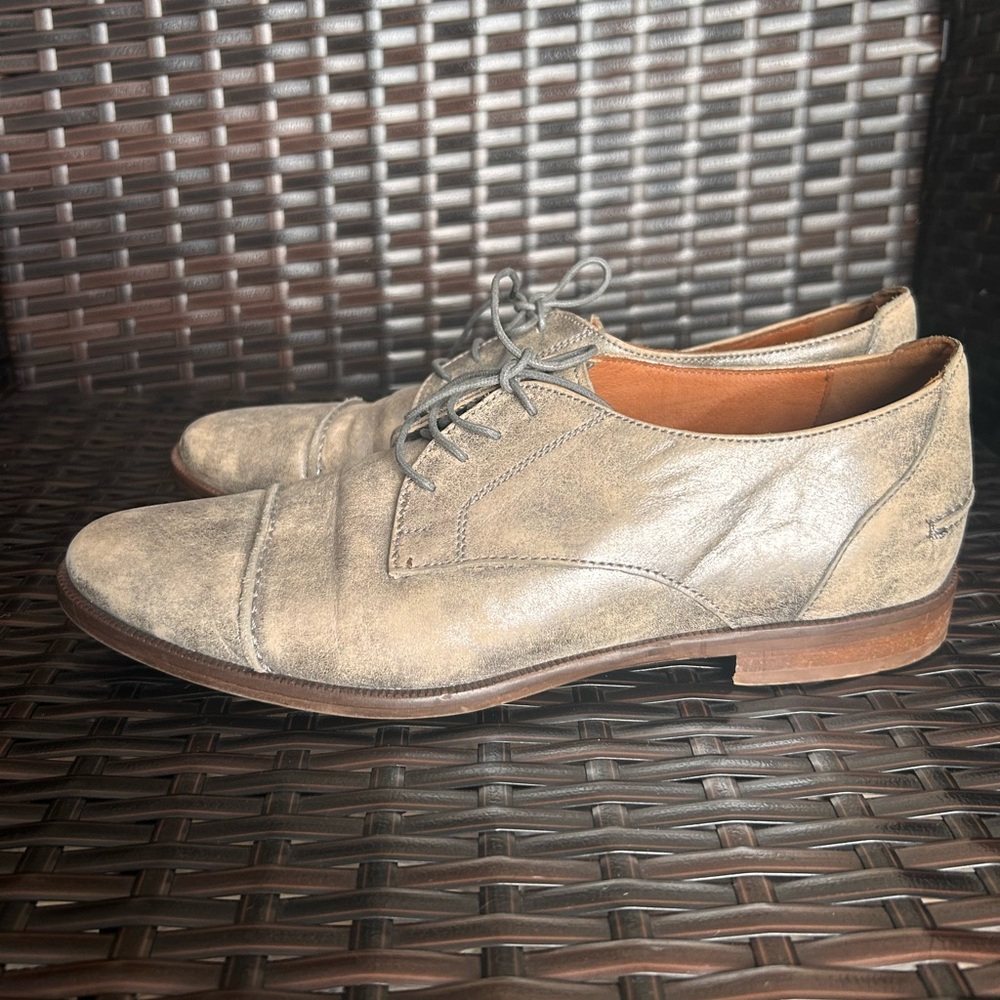 Madewell The Serge Leather Silver Metallic Lace Up Oxford Size 7